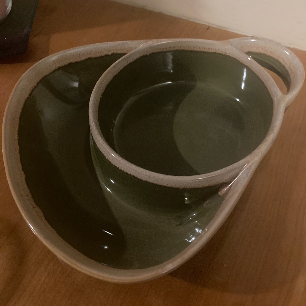 Vintage LTD Commodities drip, glazed Chip and Dip or Soup and Crackers Stoneware